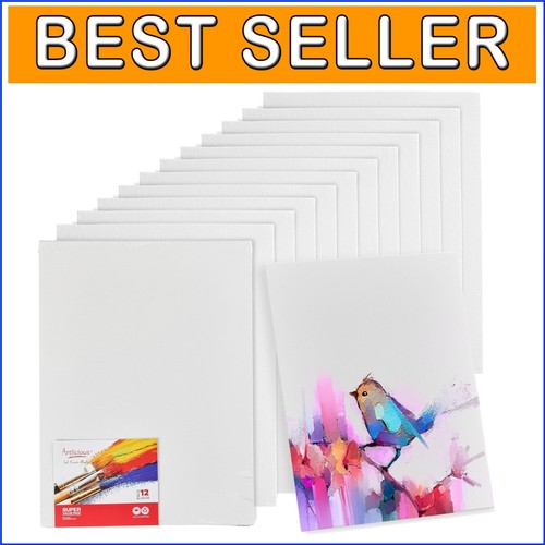 Tableros de pintura en blanco de calidad de 12x16 pulgadas - Juego de 12 - Óleo, acrílico y acuarela