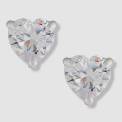 $96 Fallon Women's Silver Rhodium Plated Solitaire Heart Stud Earrings