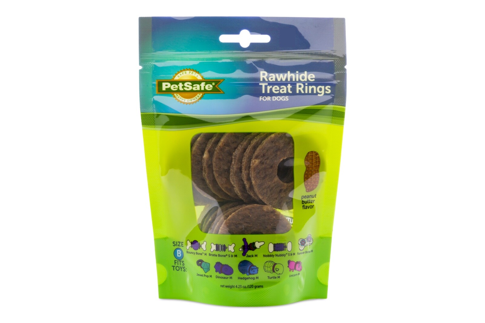 Busy Buddy Rawhide Treat Rings for Dogs - Medium, Peanut But