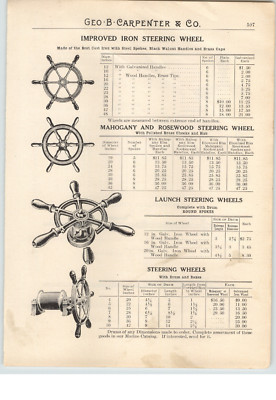 1900's PAPER AD Iron Yacht Ship Ships' Launch Steering Wheel Drum Box Propeller