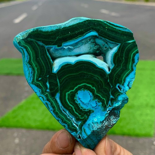 215G Natural Chrysocolla/Malachite transparent cluster rough mineral sample - Picture 17 of 24