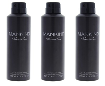 *PACK OF 3* MANKIND by Kenneth Cole for Men All Over Body Spray 6 oz 170 g NEW