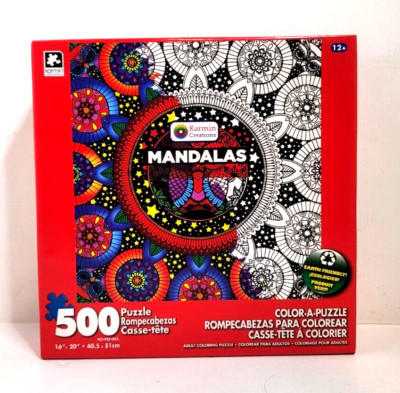 Karmin Creations Mandalas 500 Pc Color-A-Puzzle 2015 New 16 x 20'' Fast Ship
