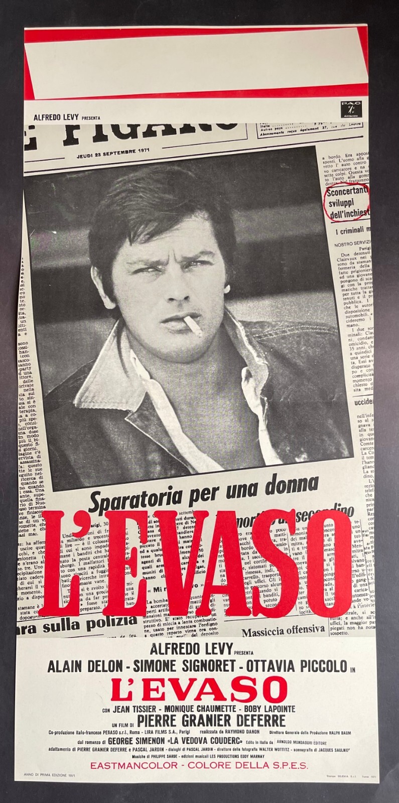 Locandina originale film L'evaso (1972) - Regia di Pierre Granier-Deferre