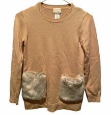 Crewcuts Camel Color sweater with faux fur pockets Size 12