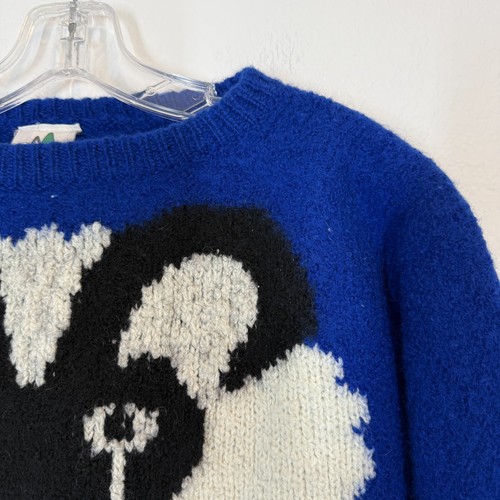 Vintage Sweater XS Sheep Wool Handmade Peruvian Peru Blue Novelty Print - Picture 5 of 8