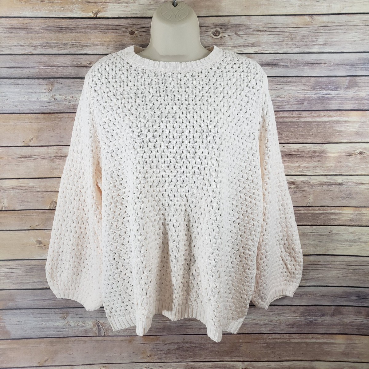 14th & Union NWT LP Popcorn Knit Sweater Pale Pink Balloon Sleeve 