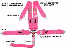 Hot Pink Safety Harness Sfi 16.1 5 Point Roll Bar Mount 3 Racing Cam Lock Belt Hot Pink Safety Harness Sfi 16.1 5 Point Roll Bar Mount 3 Racing Cam Lock Belt