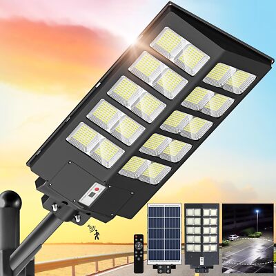 10000W LED Solar Street Light Dusk to Dawn Garden Super Bright Outdoor Road Lamp