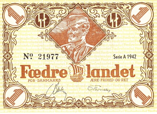 Currency Denmark 1942 WW2 Danish Legion Feldpost 1K War Era Occ Uncirculated