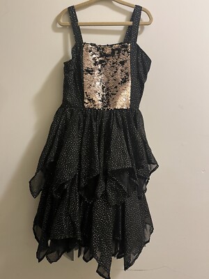 Justice Girls Black & Gold Flip Sequins Dress Size 7 EUC Tiered Layered |  eBay