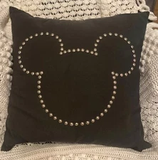HTF - Ethan Allen Disney Mickey Mouse Black Nailhead Stud Pillow 20 x 20