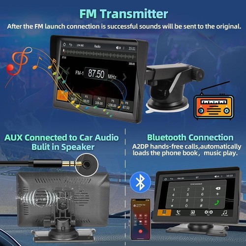Android Auto Apple CarPlay Tragbar 7 Zoll Autoradio Bluetooth USB TF mit Kamera - Bild 8 von 16