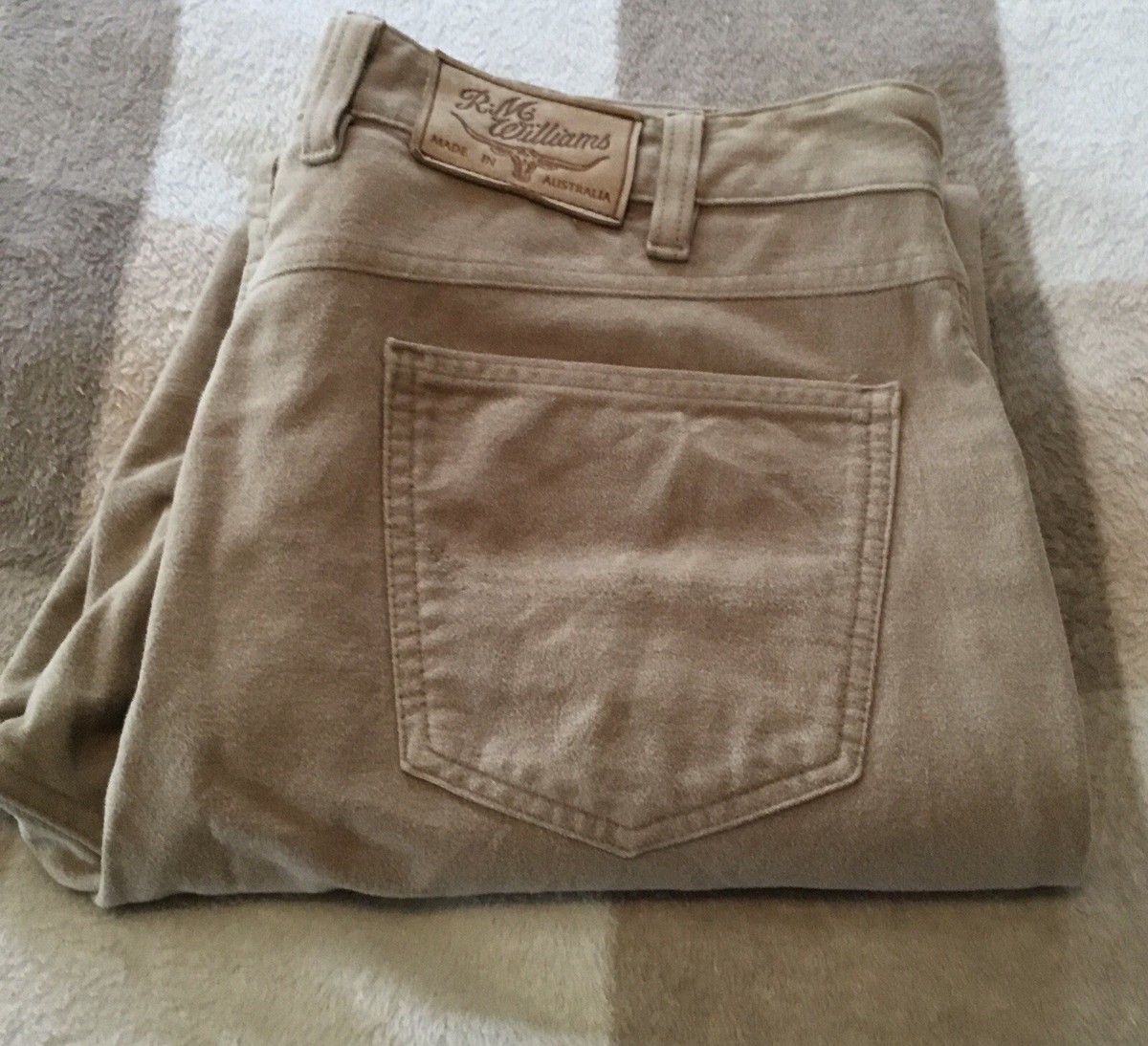 RM Williams Tan Brushed Cotton Jeans Womens W35R L29 Made In