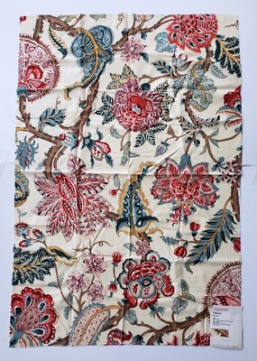 Rare Vintage Scalamandre Calmara Jacobean Cotton Fabric Sample 25'' Square