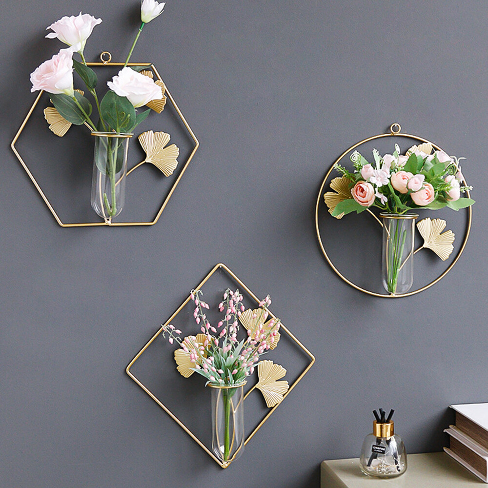 Wrought Iron Wall Flower Vases HOME SPARKLE Wall Hanging Flower Holder