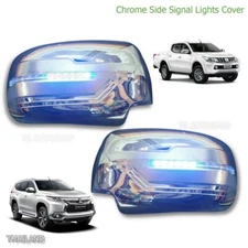 Set Chrome Led Indicator Mirror Cover For Mitsubishi L200 Triton 2015 2016 2017