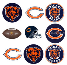 Chicago Bears Edible Image Toppers. Edible Round Pre Cut Stickers.
