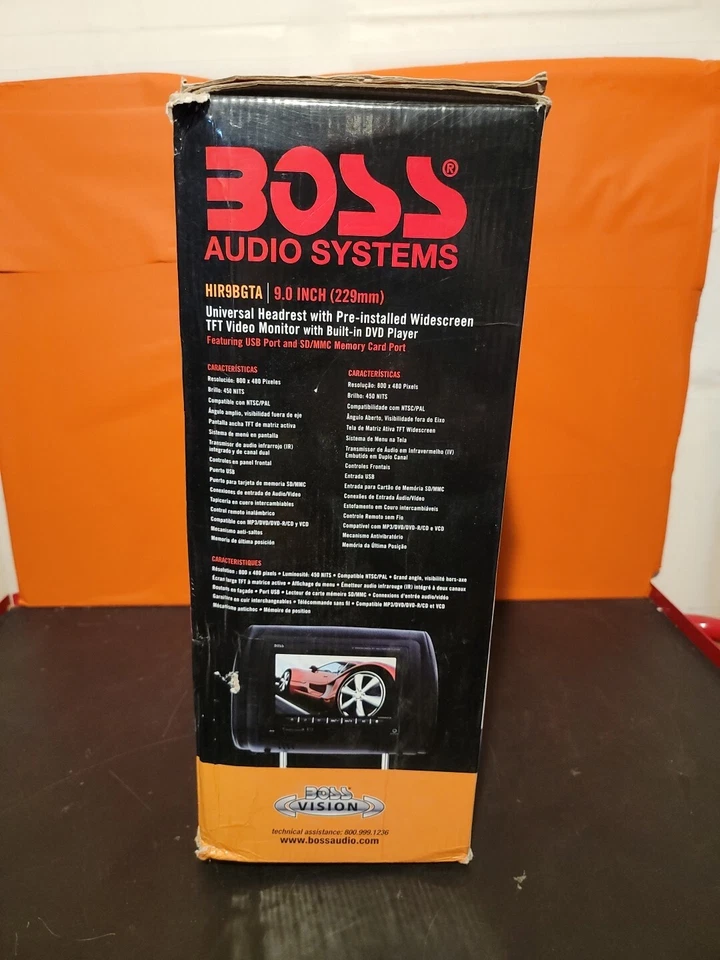 BOSS Audio Systems Universal Headrest w 9" Widescreen Monitor & DVD Player ~ NIB - Image 2 of 4