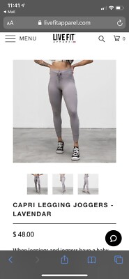 Live Fit Apparel Capri Legging Joggers Lavender Medium Sold Out NEW Womens