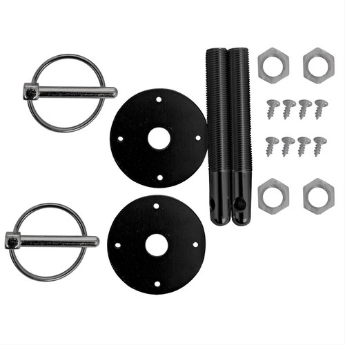 HOOD PINS TORSION STYLE 1/2" DIAMETER BLACK ANODIZED KIT MUSCLECAR
