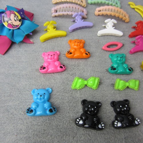 Vintage Child Hair Barrettes Bears Clips Green Bows Banana Clip - Picture 4 of 15