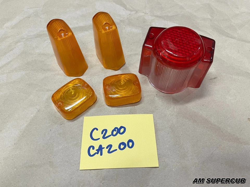 Honda C200 CA200 C201 CD90 Front Rear Turn Signal Winker Taillight Lens COMPLETE Foto 3 de 4