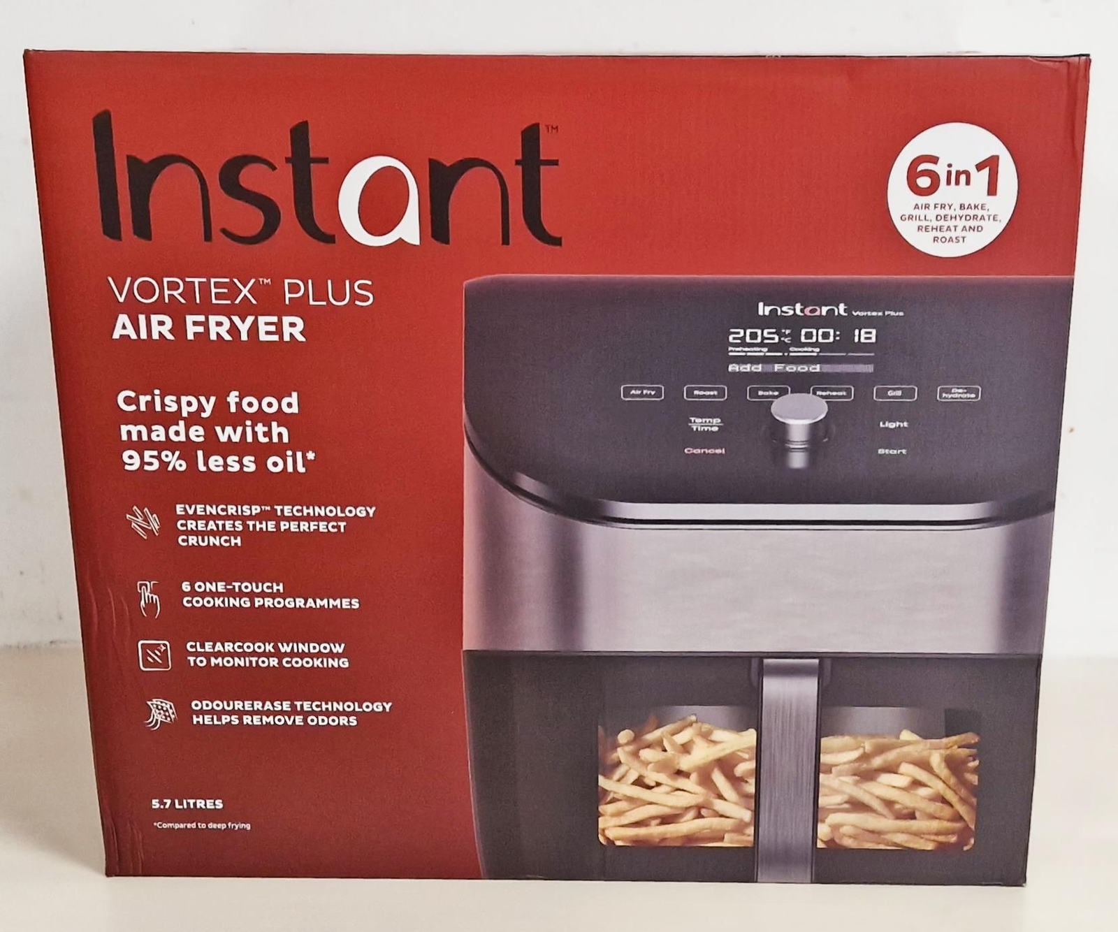 INSTANT VORTEX PLUS 5.7L 6IN1 AIR FRYER WITH CLEARCOOK STAINLESS