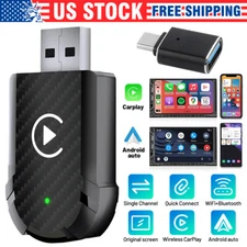 New 2-in-1 Carplay Wireless Adapter Android Auto Plug Play Connect USB Dongle US