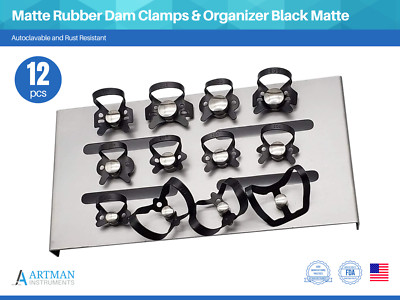 Anti-Reflective Rubber Dam Clamps & Organizer Rack Black Matte Set of ...