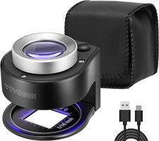 VIVOSUN 30X Rechargeable Loupe Magnifier with White LED Light and UV Light, Port