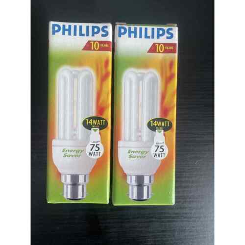 2 X PHILIPS Genie 14w Equivalent To 75w B22 Energy Saving Light Bulbs NEW - 第 1/8 張圖片