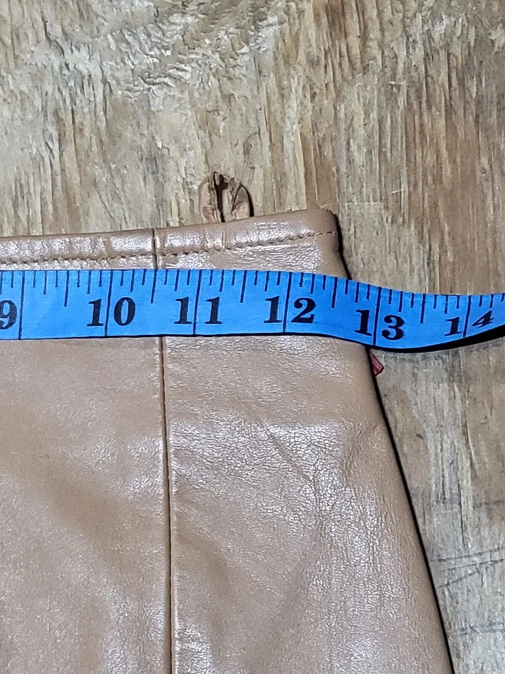 Trek New York Genuine Leather Skirt Women 4 Honey @M6 Pleated Zip - Image 3 of 4