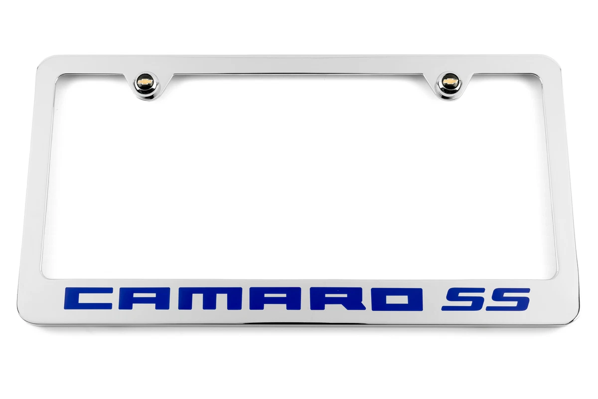 Chevrolet Camaro SS Blue LOGO Satin Black License Plate Frame