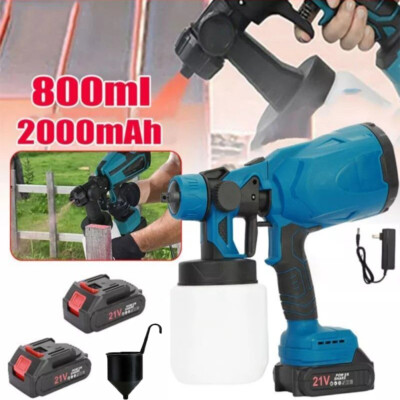#ad High Pressure Cordless Paint Sprayer Electric Airless HVLP Spray Gun w 2 Battery $38.99