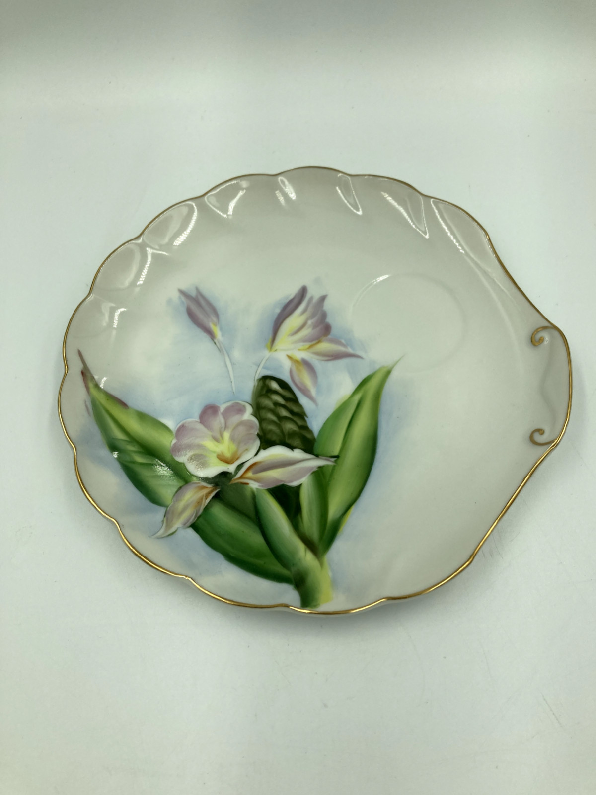 FOUR sets vtg cups/plates - 8 pcs/4 diff hand painted HI flowers/~50s japan NICE