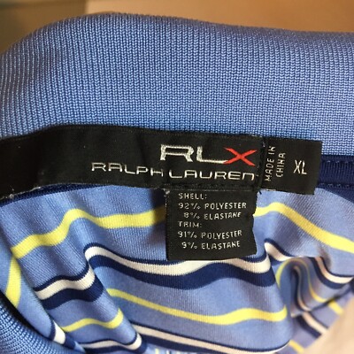 Ralph Lauren RLX Mens Polo Shirt XL Blue White Yellow