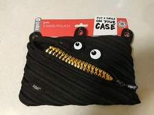 ZIPIT School Grillz 3-Ring Funny Black Pencil Case. 1005