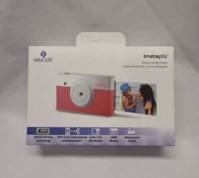Minolta Instapix AlI in One Instant Print Camera BT Printer Coral Pink