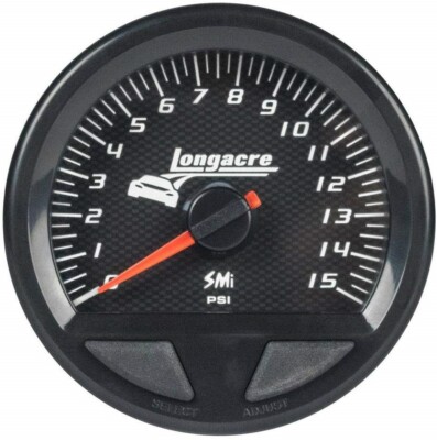 Longacre 46742 SMi Elite Waterproof Gauge Fuel Pressure 0-15 psi Sensor Included