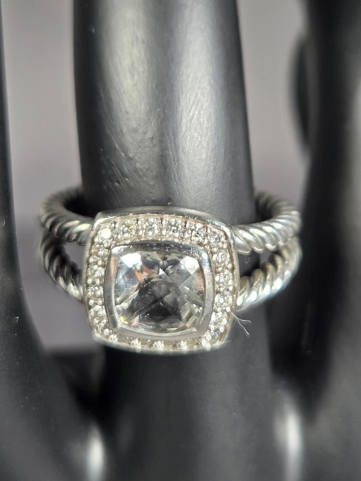 DAVID YURMAN MUJER TOPACIO BLANCO DIAMANTES PLATA 925 6,4 G TALLA 6/2 Foto 4 de 4