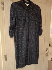 White Company White Label Range shirt dress Navy White spot size 14