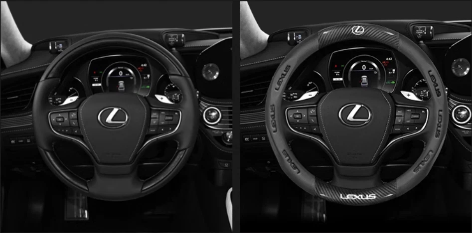 15" PU Leather+Carbon fiber Steering Wheel Cover For 1990-2025 Lexus All models - image 2 of 4