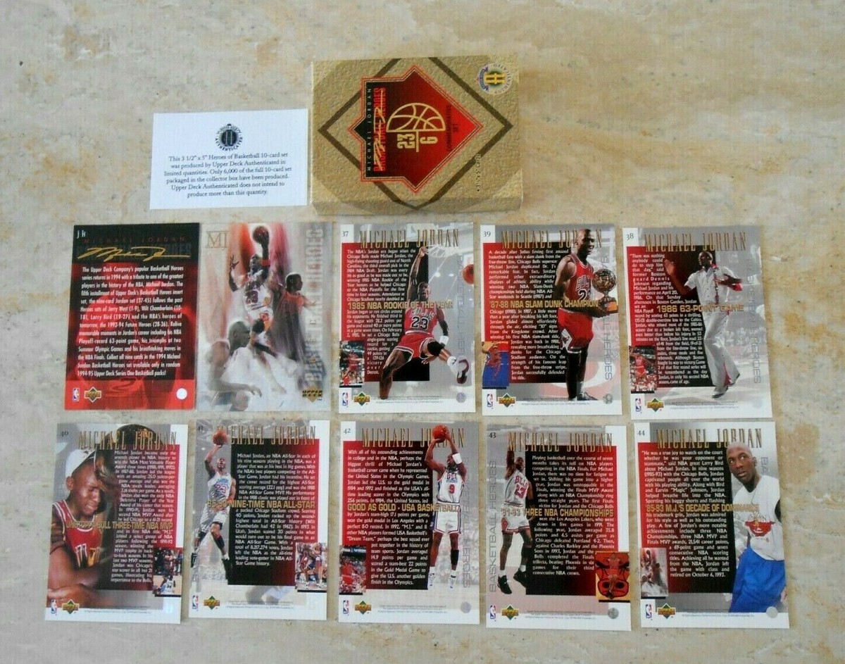 1994-95 UPPER DECK MICHAEL JORDAN BASKETBALL HEROES WITH COA