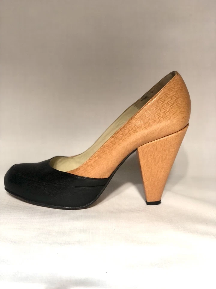3.1 Phillip Lim Tan&Black Pebbled leather Round Toe Pumps Shoes Size 40 - Image 3 of 4