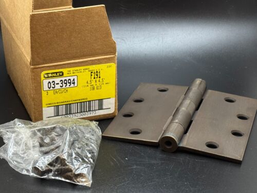 4 Stanley Hinges F191 4.5"X4.5" Dark Bronze Solid Brass Full Mortise Butt 1lb ea