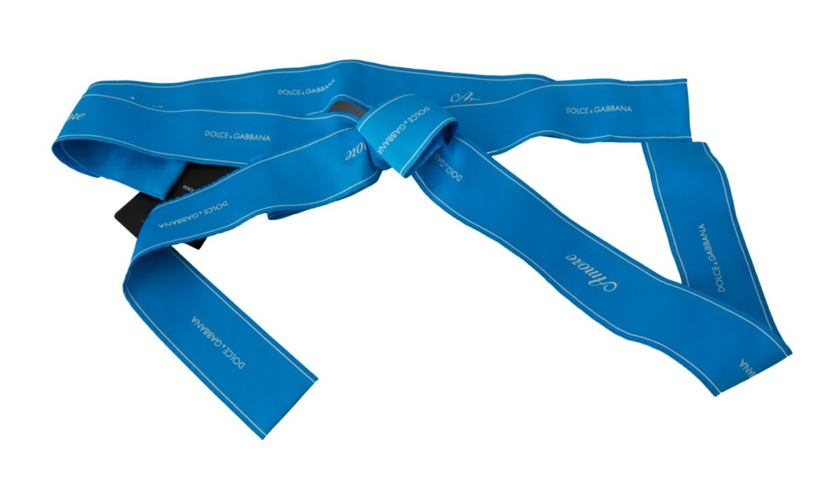 DOLCE & GABBANA Belt Blue Waist Ribbon Wide Bow Logo s. IT36