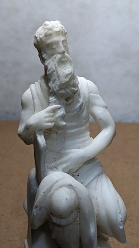 Antike 20er Jahre italienische Michelangelos "Moses" Alabaster Skulptur Figur - Bild 3 von 12