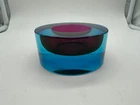 Vintage Murano Glass Sommerso Blue & Purple Round Ashtray Dish