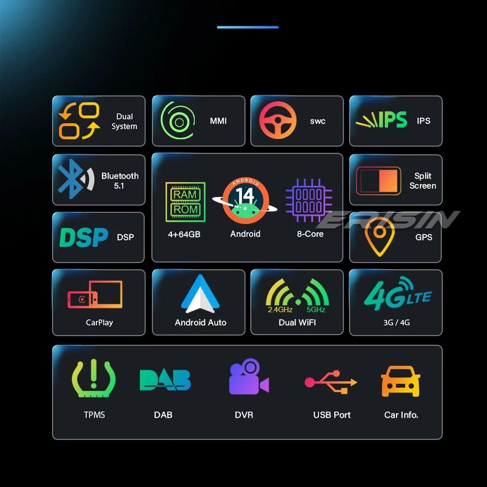 10.25" IPS DAB+Android 14 Car Stereo Sat Nav CarPlay DVR For Audi A4 A5 B8 S4 S5 - Image 2 of 4